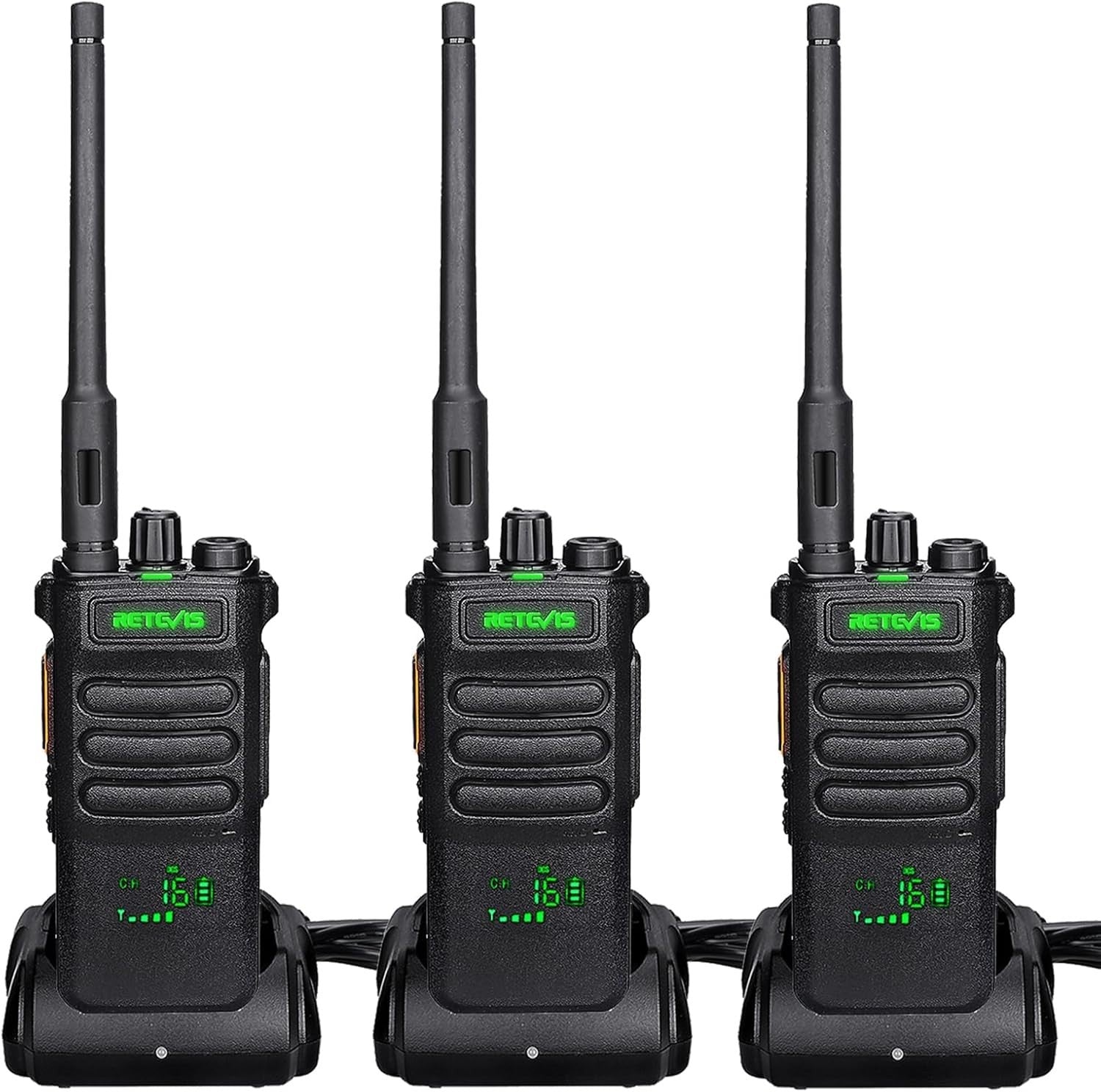 Long Range Walkie Talkies 3 Pack High Power 2600mAh VOX Rugged Radio
