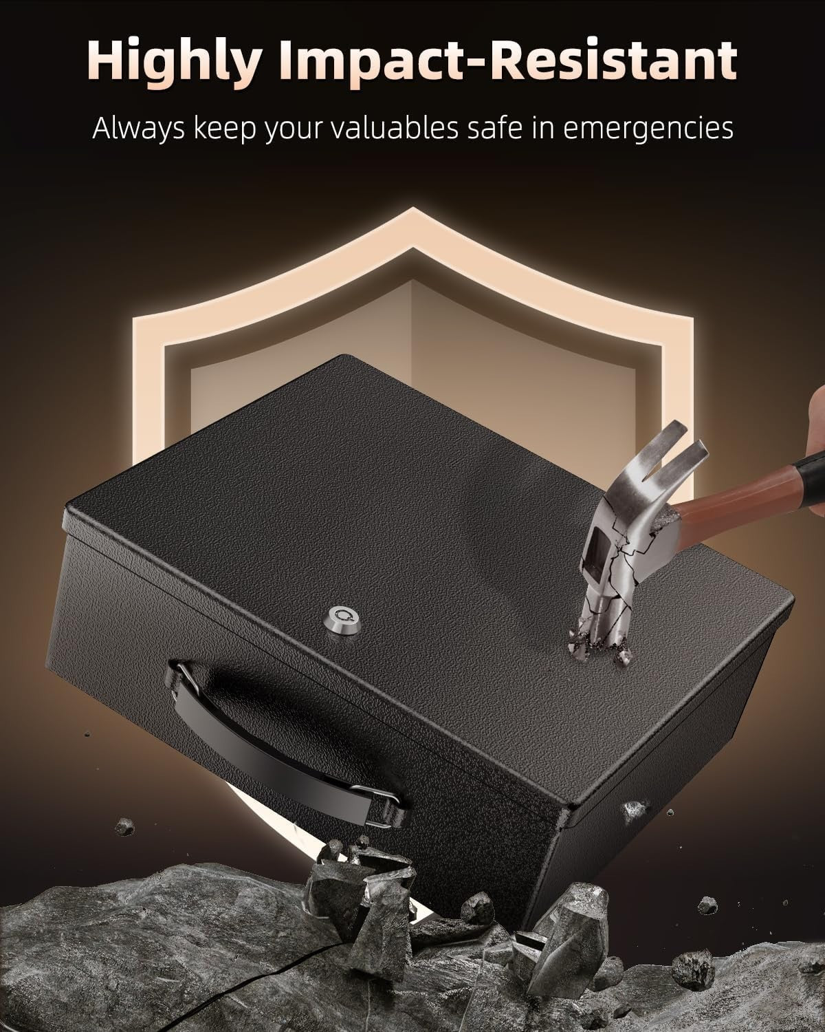 Fireproof Document Box Key Lock A4 File Cash Passport Security Chest