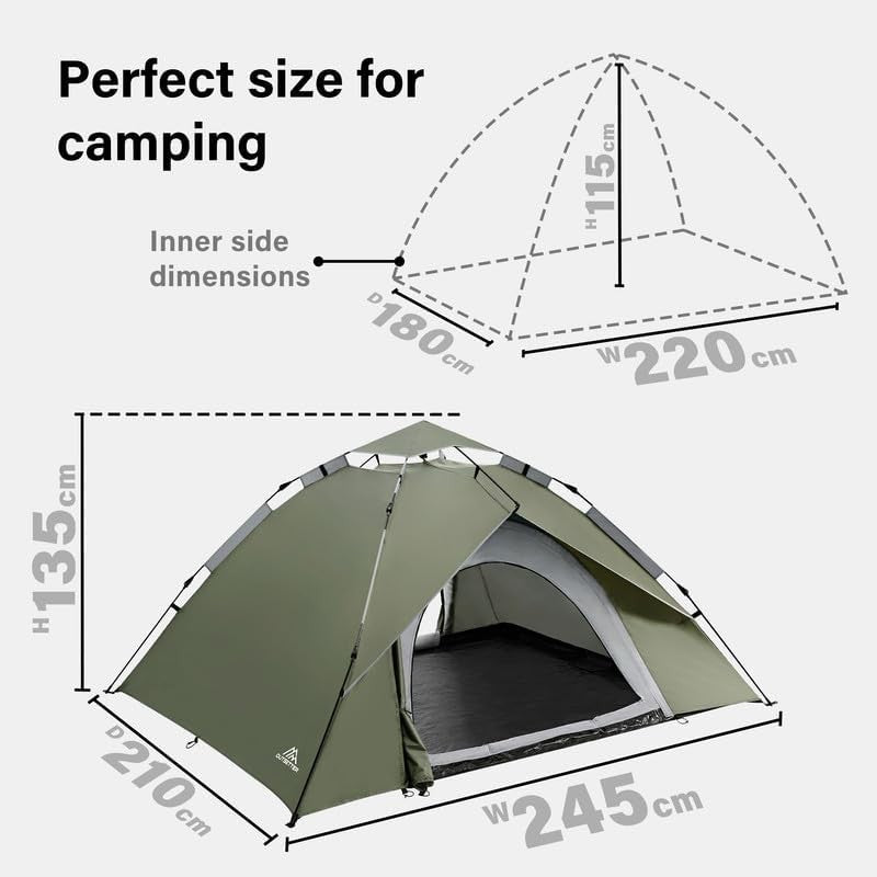 Instant Pop Up Camping Tent 4 Season Waterproof Dome Large