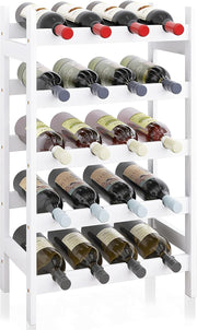 5 Tier Wooden Wine Rack 20 Bottle Storage Stand Free Standing Modern White Shelf