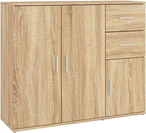Modern Sonoma Oak Sideboard Storage Cabinet with Spacious Top & 2 Doors