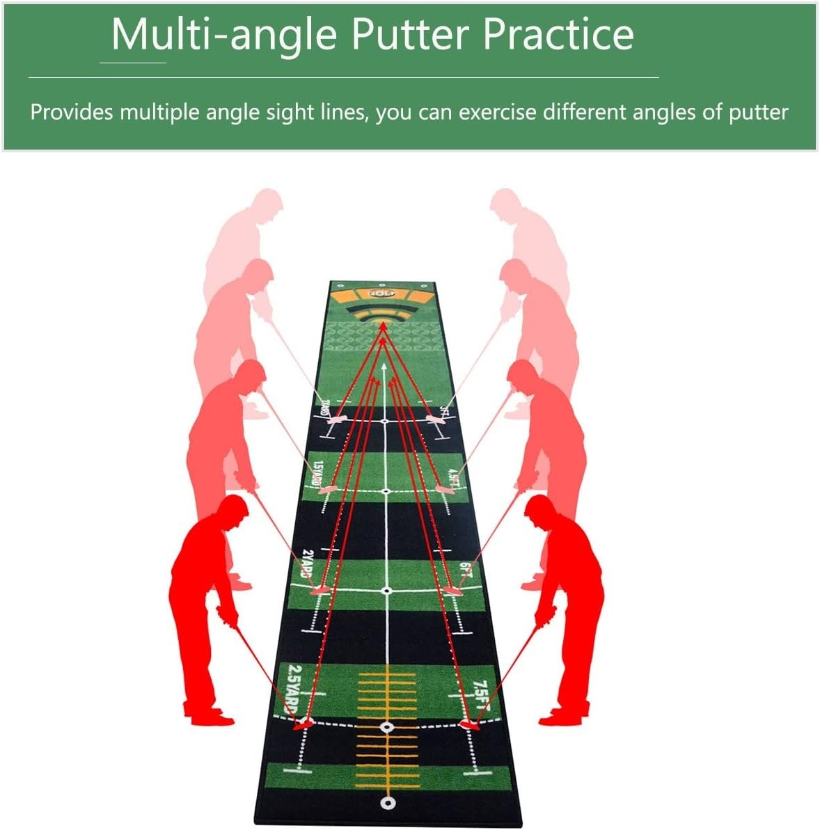 Professional Golf Putting Mat Trainer Indoor Practice Green Return Ball