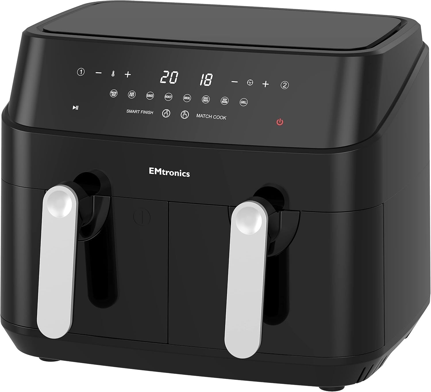 9L Dual Drawer Air Fryer + 20L Microwave Grill Set Temp Probe 60min Black
