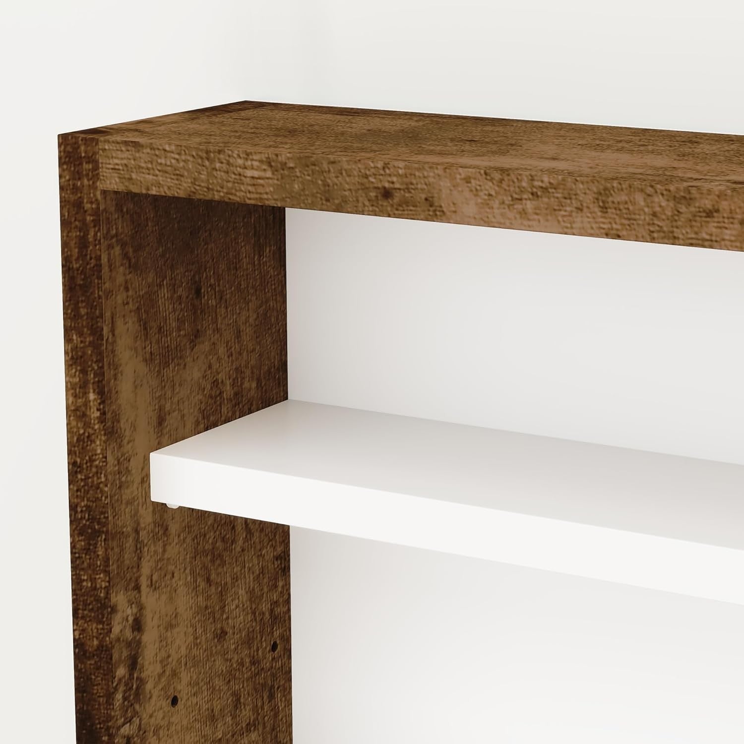5-Tier Rustic Brown Display Cabinet | Wall-Mounted Glass Sliding Door Shelf 60×8