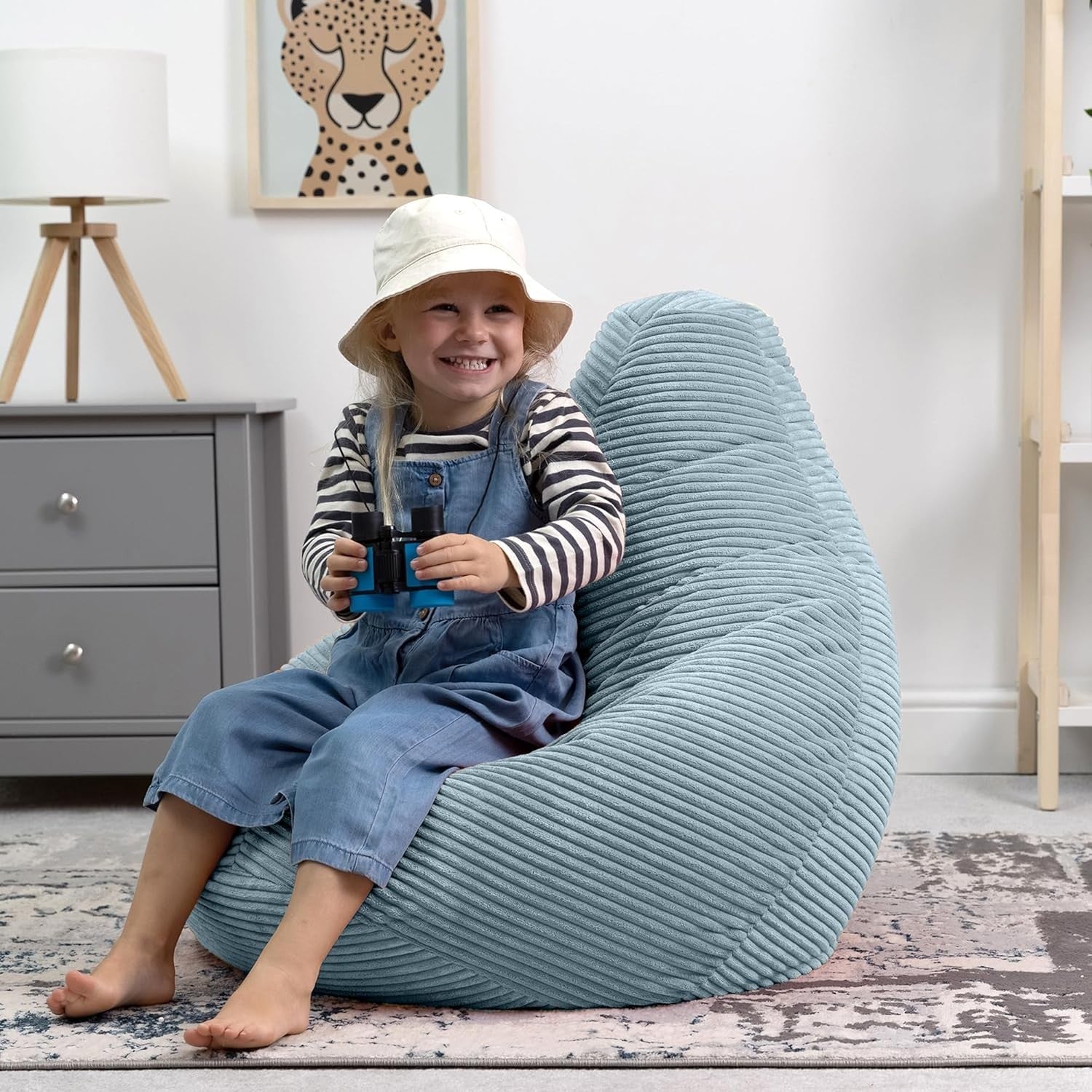 Blue Kids Bean Bag Chairs 2 Pack Soft Corduroy Lounge Chairs for Reading Gaming