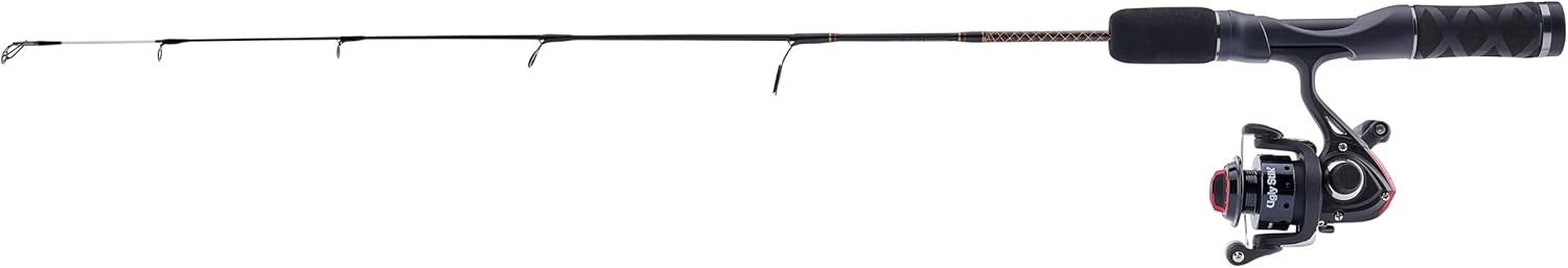 36" Ice Fishing Rod & Reel Combo Light Action Spinning, Black/Red