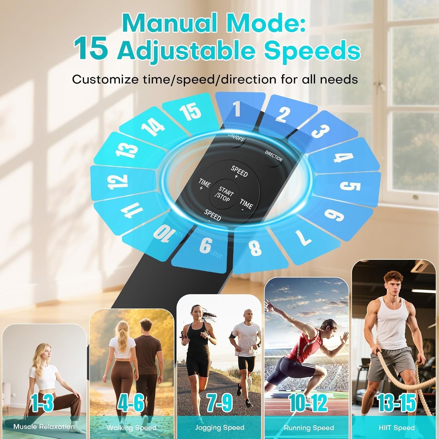 Under Desk Electric Elliptical Leg Exerciser Quiet Remote 15 Speed Pedal