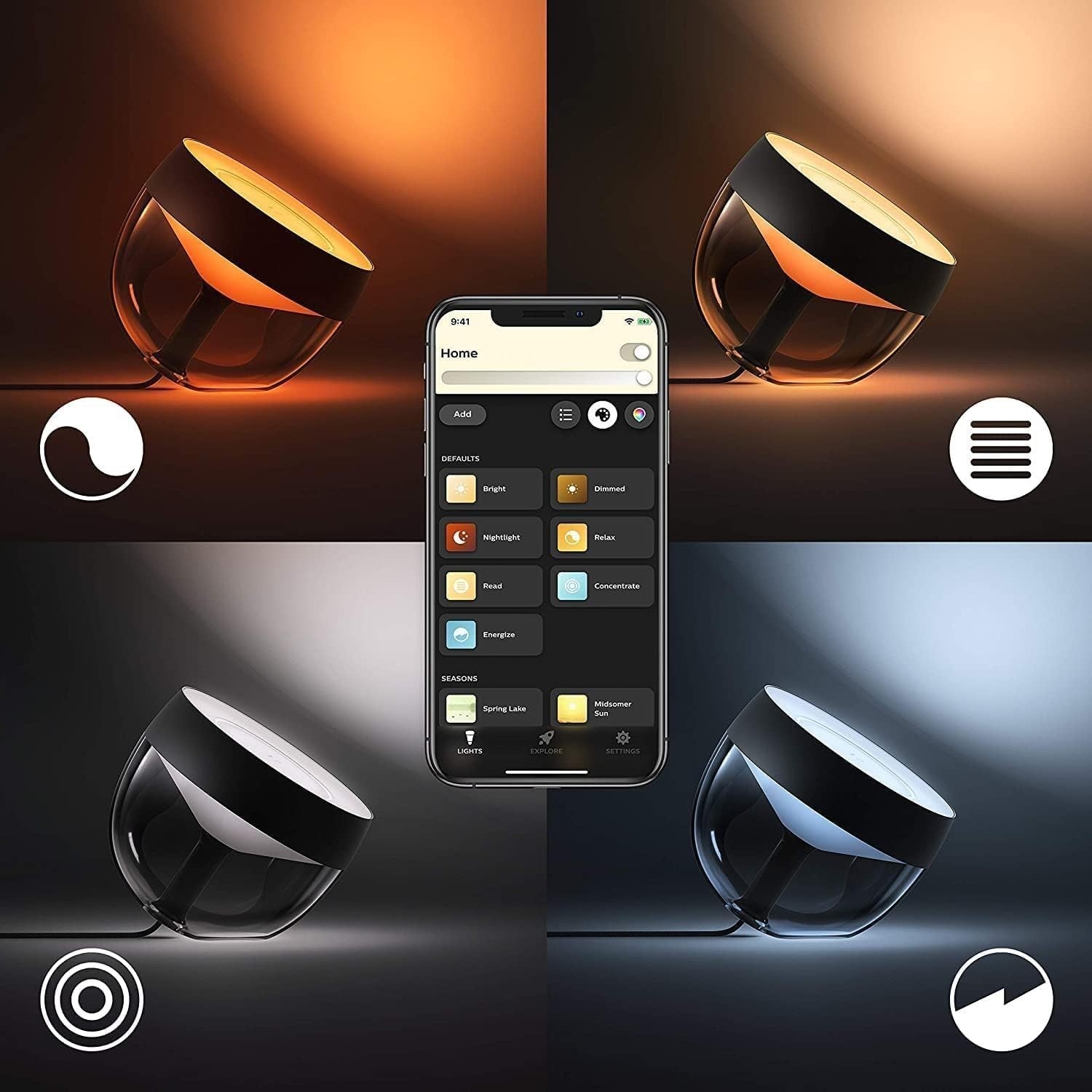 Smart LED Table Lamp with Bluetooth Voice Control, Black Finish