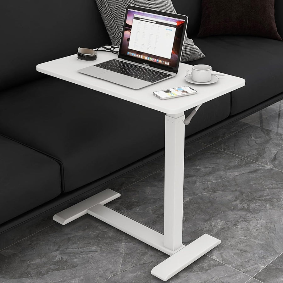 Overbed Table Height Adjustable Pneumatic Laptop Desk Rolling Bedside Stand