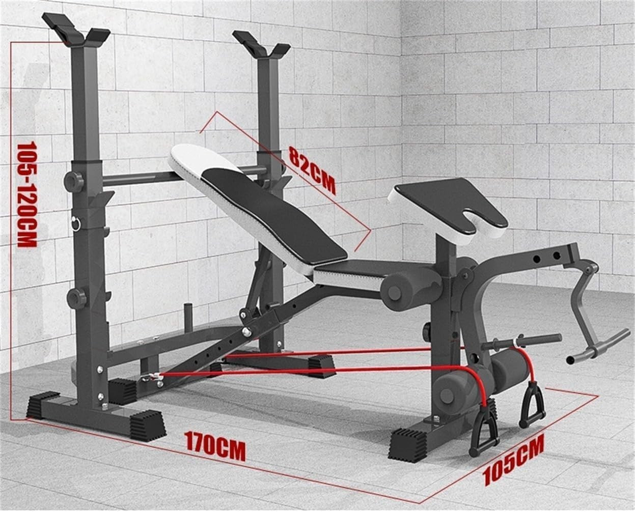 Adjustable Weight Bench with Squat Rack Leg Extension Full Home Gym