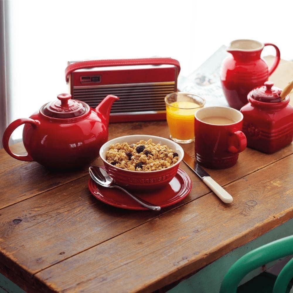 Stoneware Teapot 1.3L Cerise Red Tea Pot Classic Design 3-4 Cups