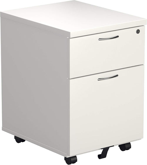 Lockable 2 Drawer Mobile Filing Cabinet Pedestal Office Storage White
