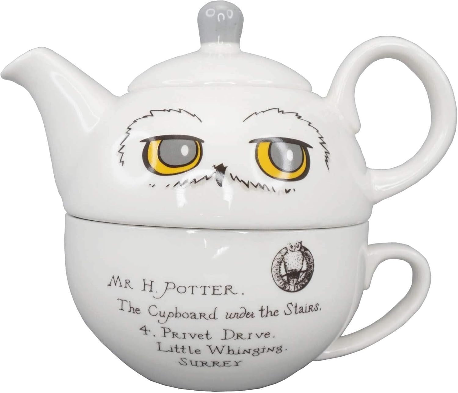 Tea for One Teapot & Cup Set Owl Design Stoneware Tea Service Gift