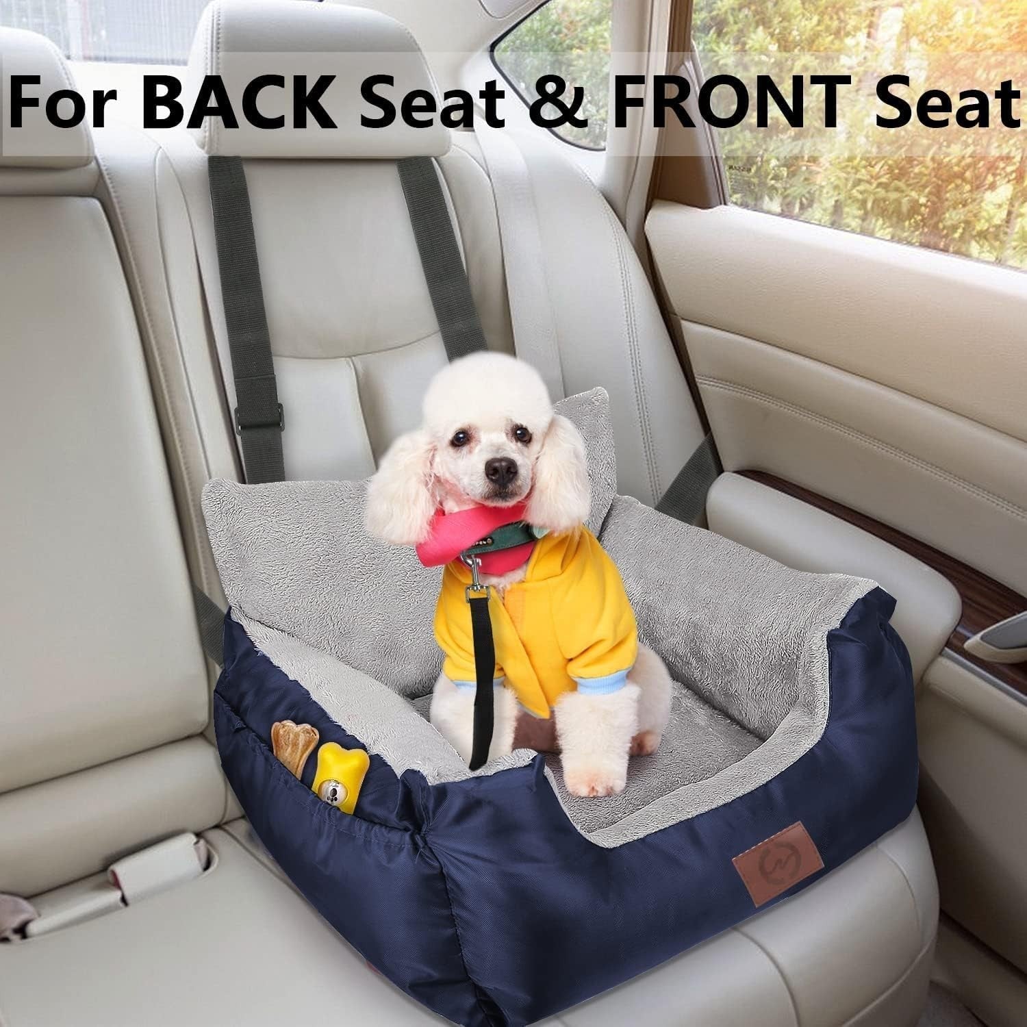 Plush Dog Car Booster Seat Pet Travel Bed Safety Leash Waterproof 16kg