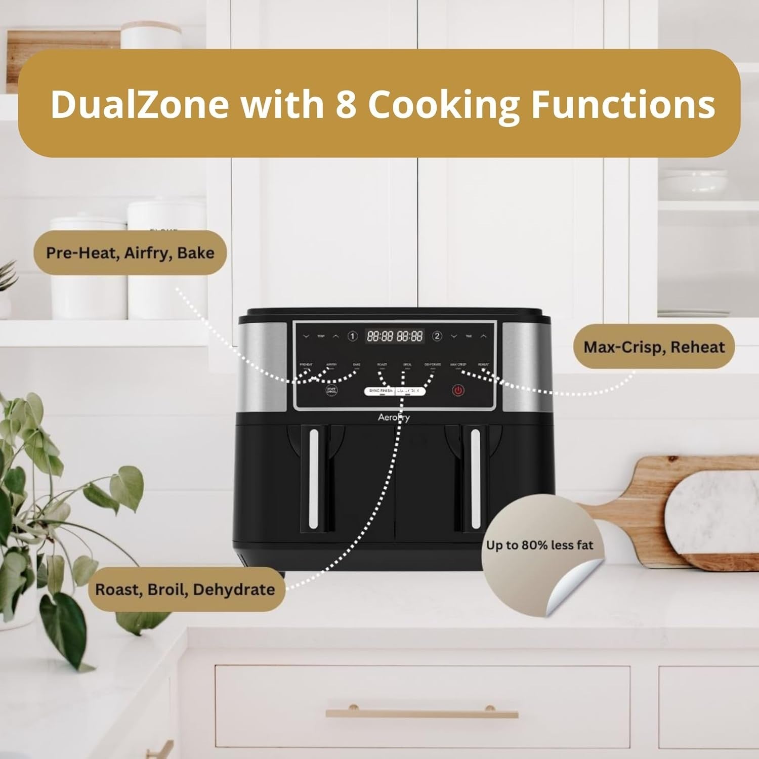 9L Dual Zone Digital Air Fryer | No-Oil Cooking | 8 Presets | Family Size