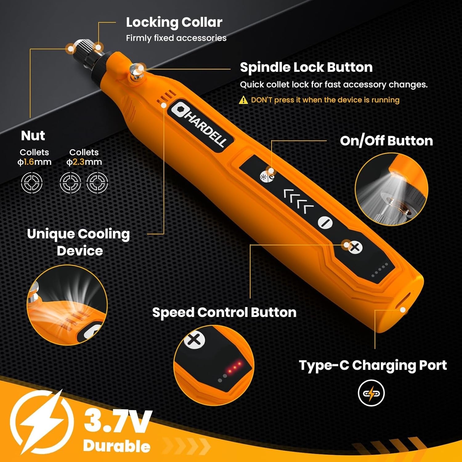 Mini Cordless Rotary Tool Kit 5 Speed USB Engraving Pen DIY Craft Set