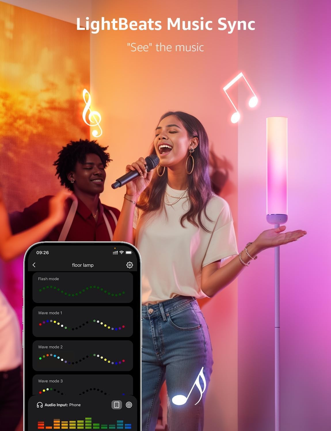 Smart RGB Corner Floor Lamp Music Sync App Control Mood Light for Living Room