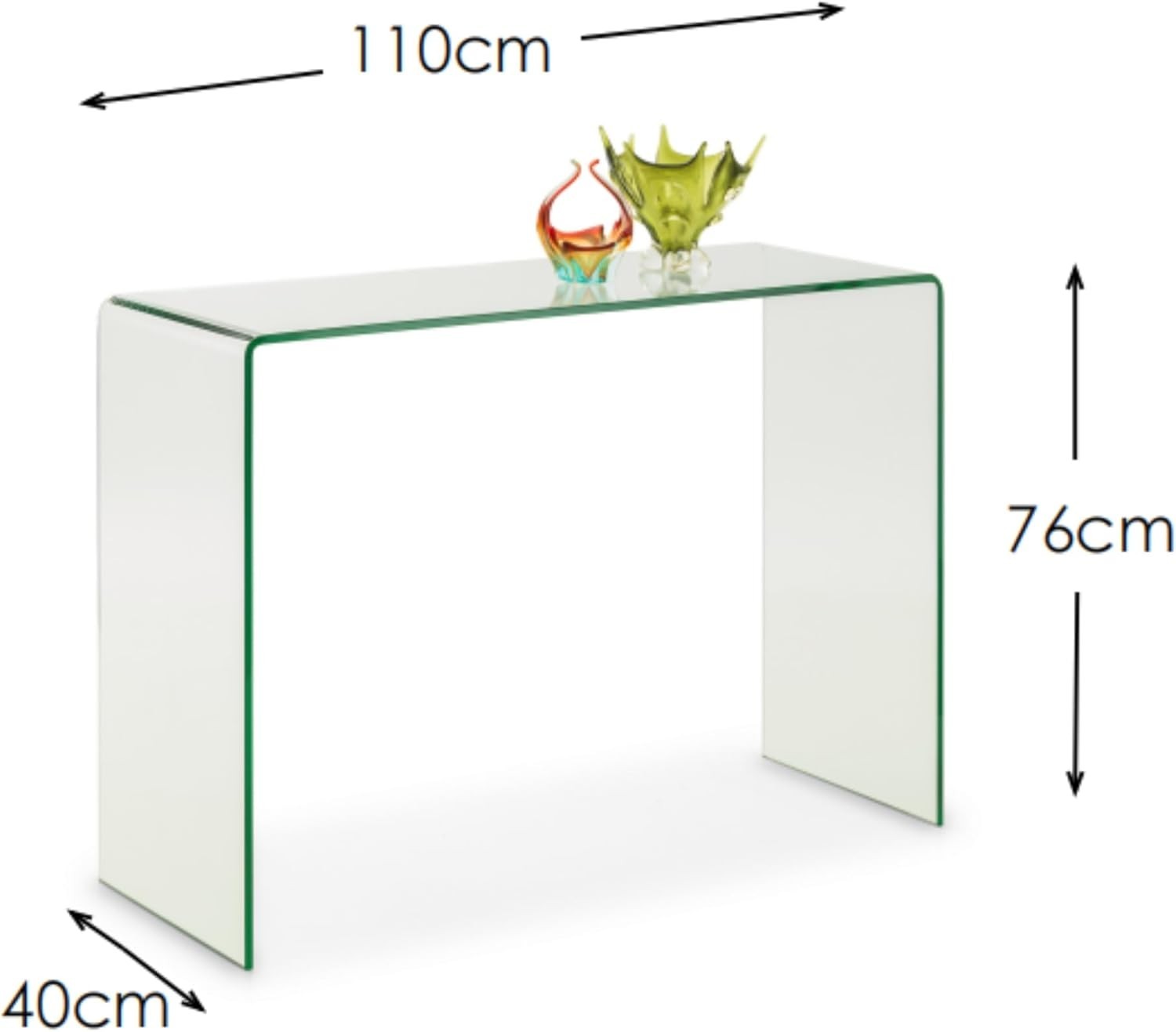 Clear Glass Console Table with Chrome Legs, Sleek Modern Entryway Desk