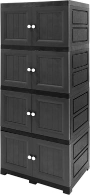 4 Tier Grey Plastic Storage Cabinet Cupboard Freestanding Shelving Unit