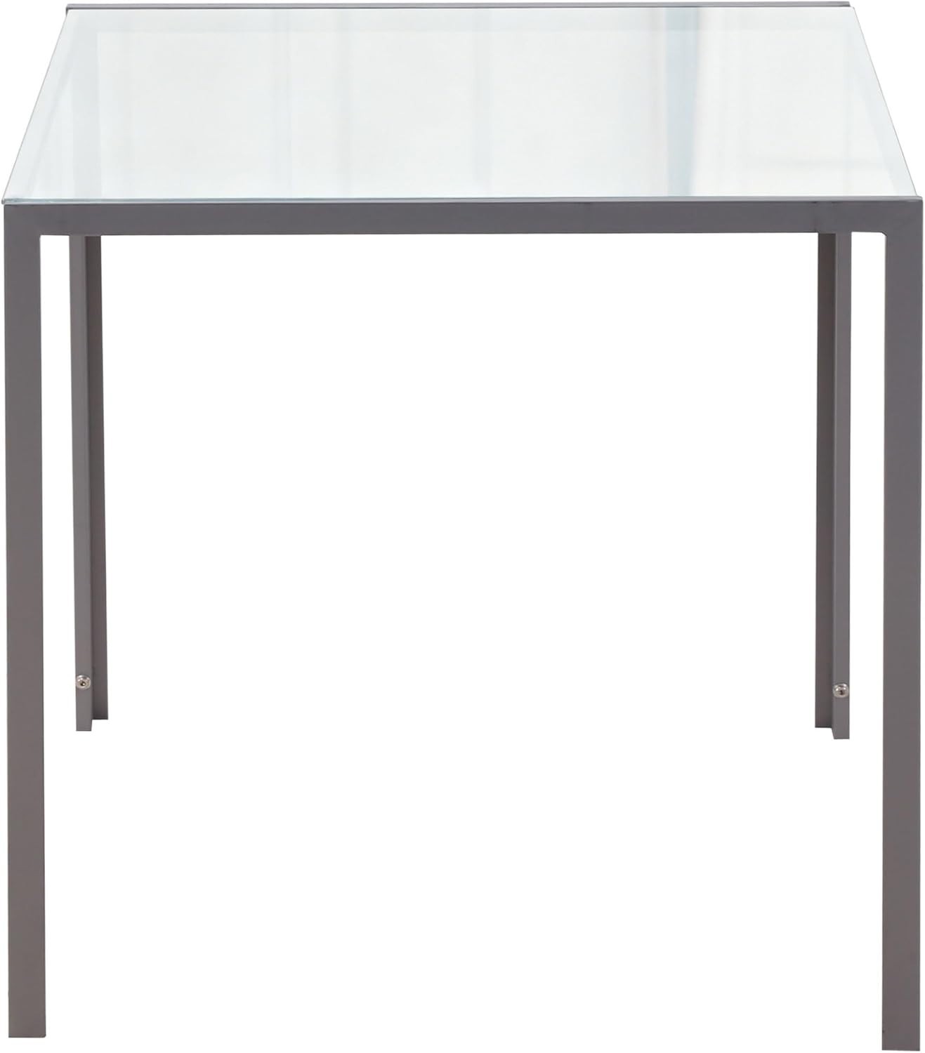 Square Glass Dining Table 75cm Metal Legs Seats 4 Grey Modern