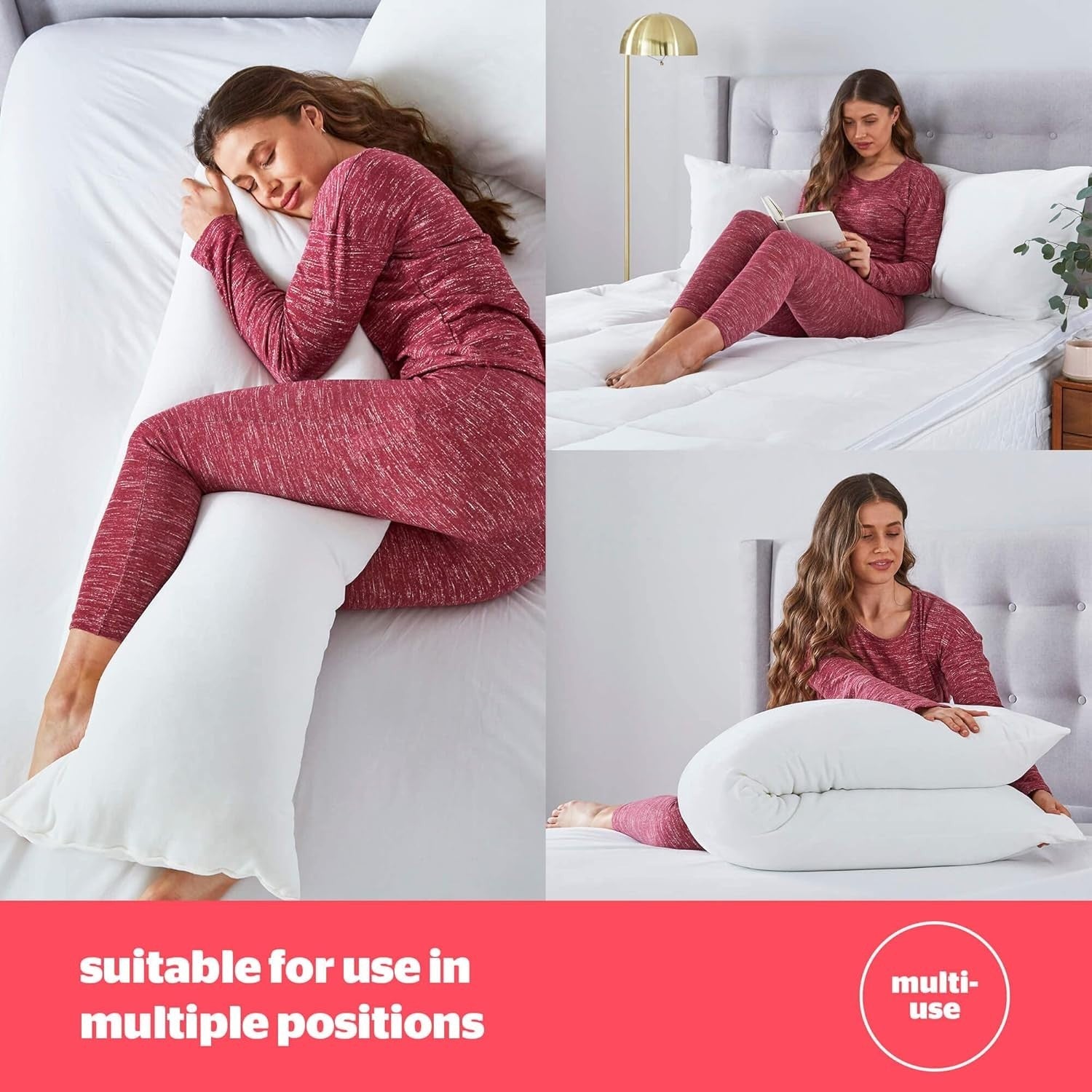 Pregnancy Pillow 2-in-1 Nursing Maternity Full Body Leg Support Washable