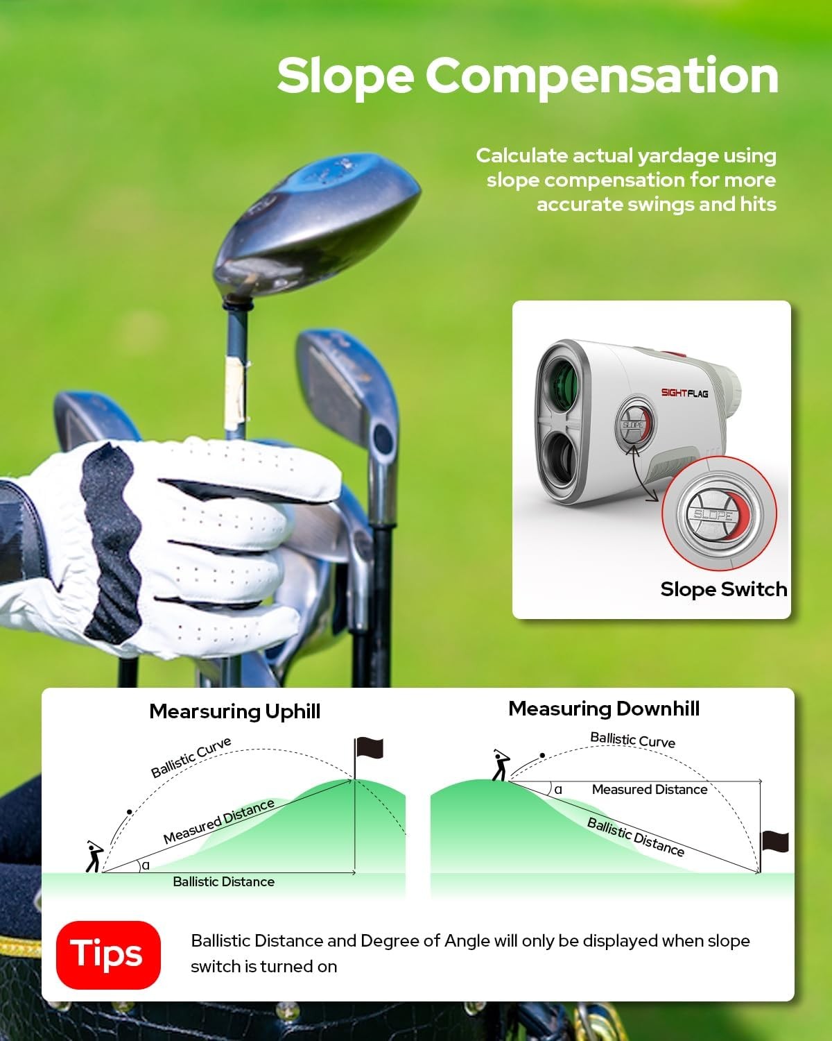 Golf Rangefinder 1300Y Slope 7.5X Rechargeable Flag Vibration