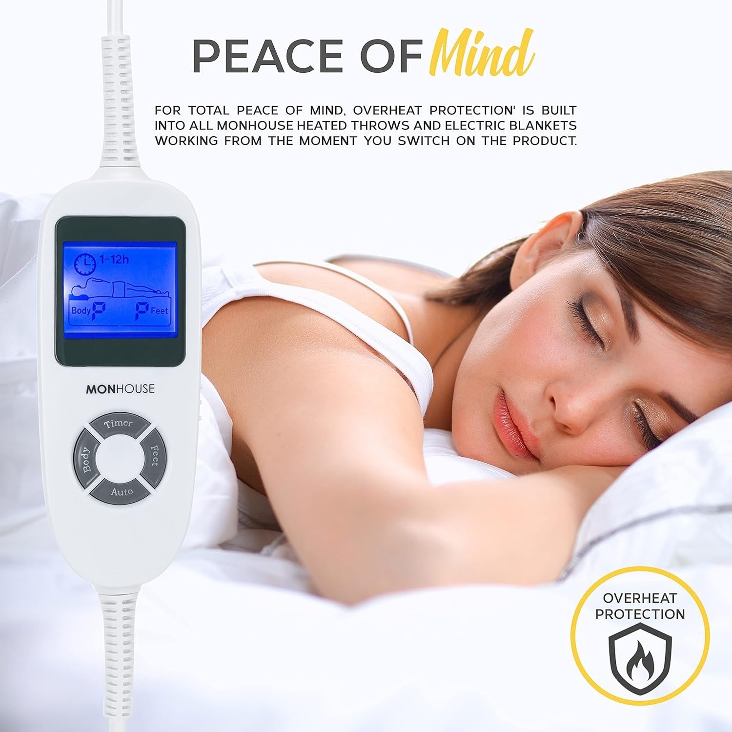 Single Electric Heated Underblanket 90x190cm 9 Heat Settings Washable Fleece