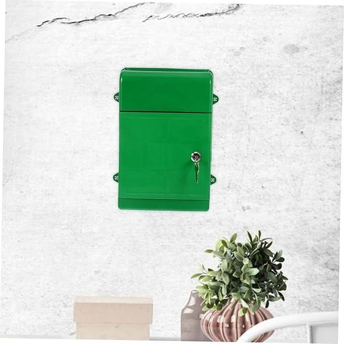 Wall Mounted Locking Mailbox Green Weatherproof Secure Post Box for Home Office