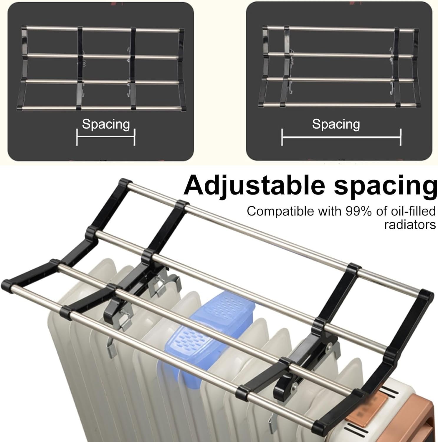 Indoor Radiator Clothes Drying Rack with Humidifier Box 35-60cm Space-Saving