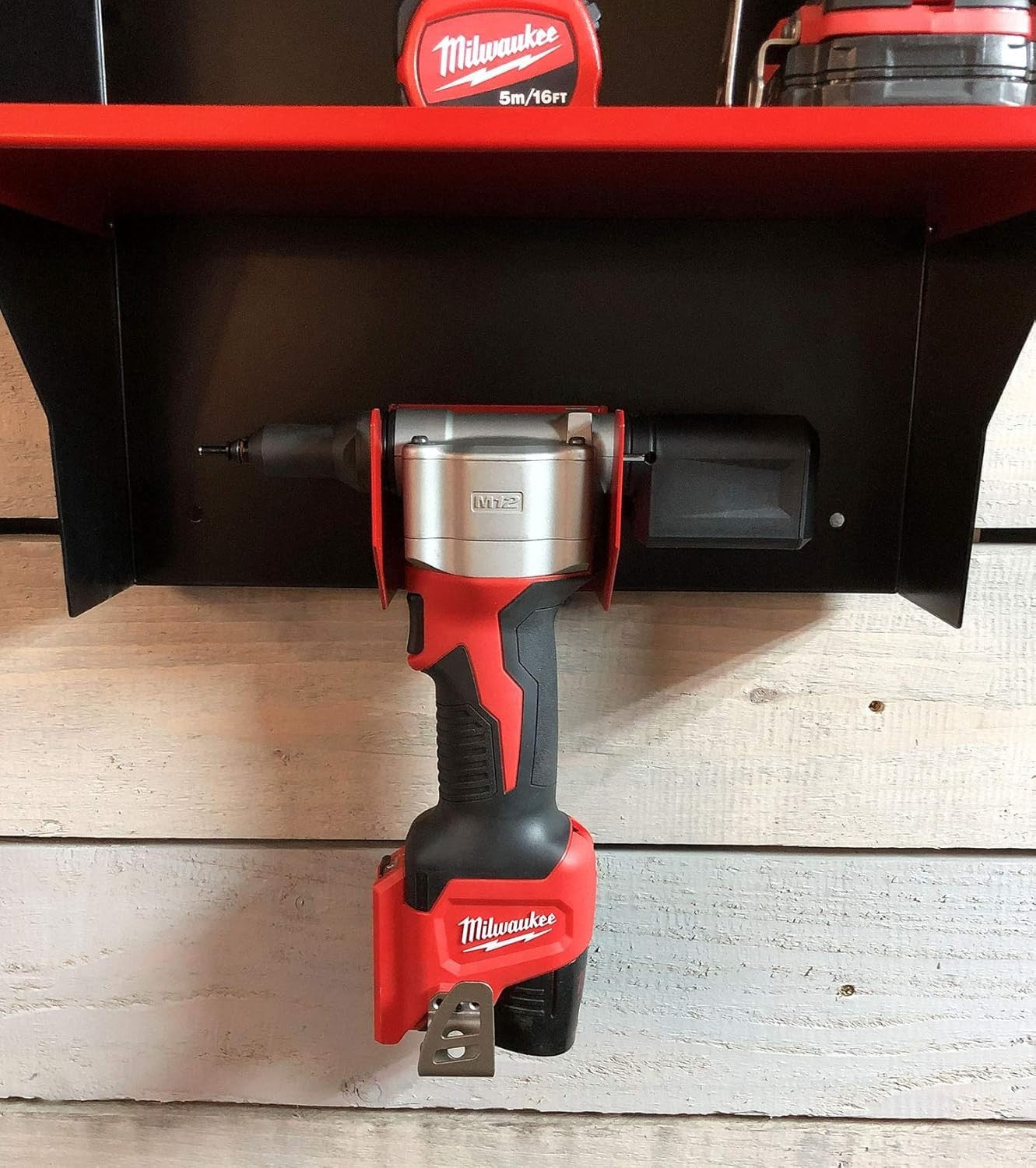 Wall Mount Tool Shelf 35.5W x 16D x 54H cm – Pop Rivet & Power Tool Organizer