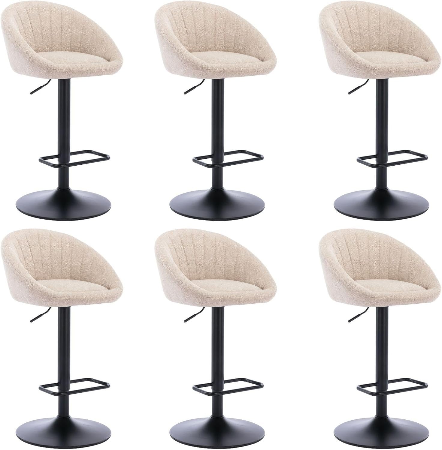 Beige Modern L-Shaped Bar Stools Set of 6 – Comfortable Towel Fabric Seats