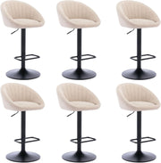 Beige Modern L-Shaped Bar Stools Set of 6 – Comfortable Towel Fabric Seats