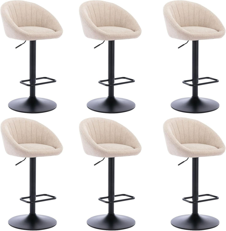 Beige Modern L-Shaped Bar Stools Set of 6 – Comfortable Towel Fabric Seats