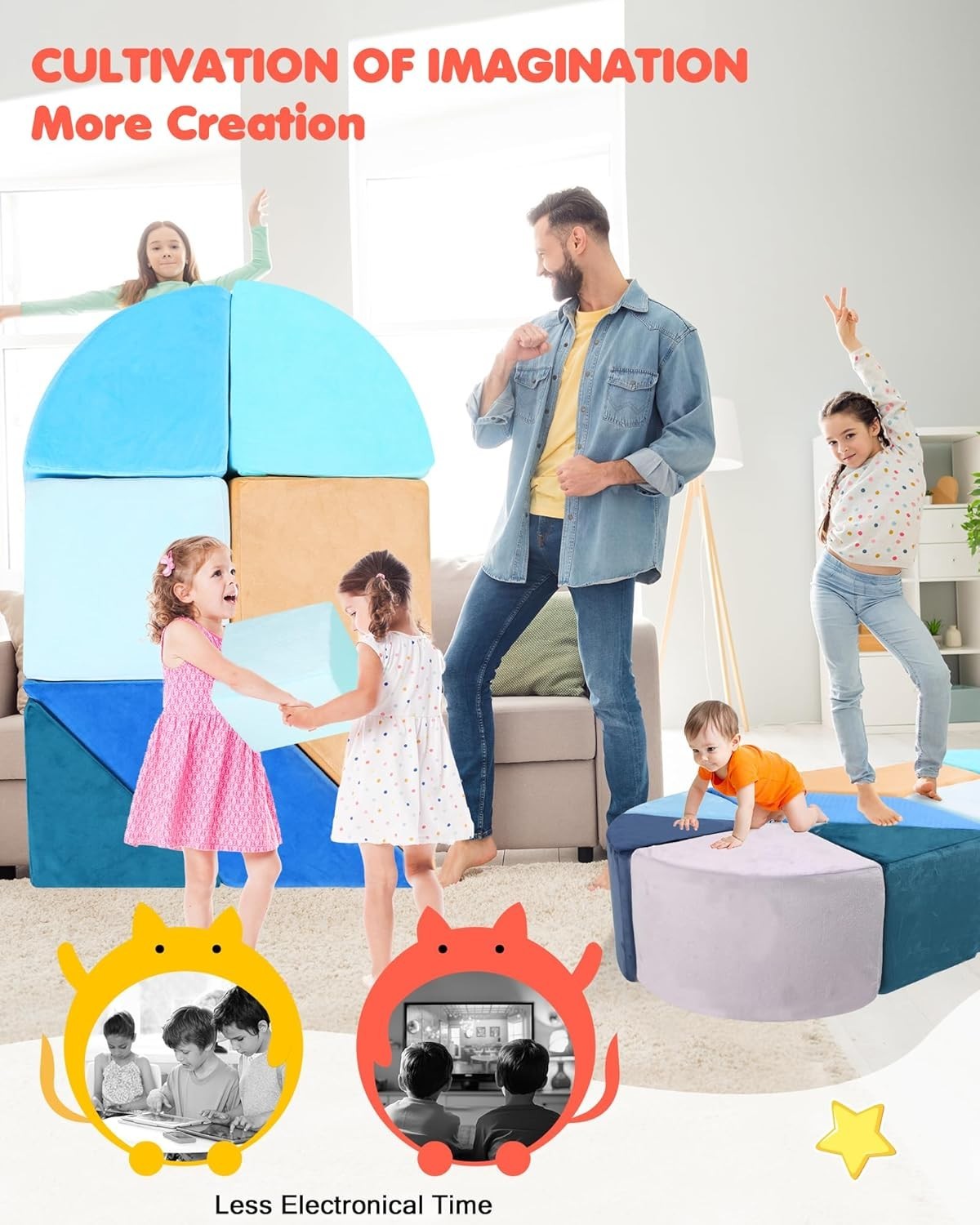 Kids Heart-Shaped Play Sofa with Ball Pit – Modular Puzzle Couch for Fun & Learn