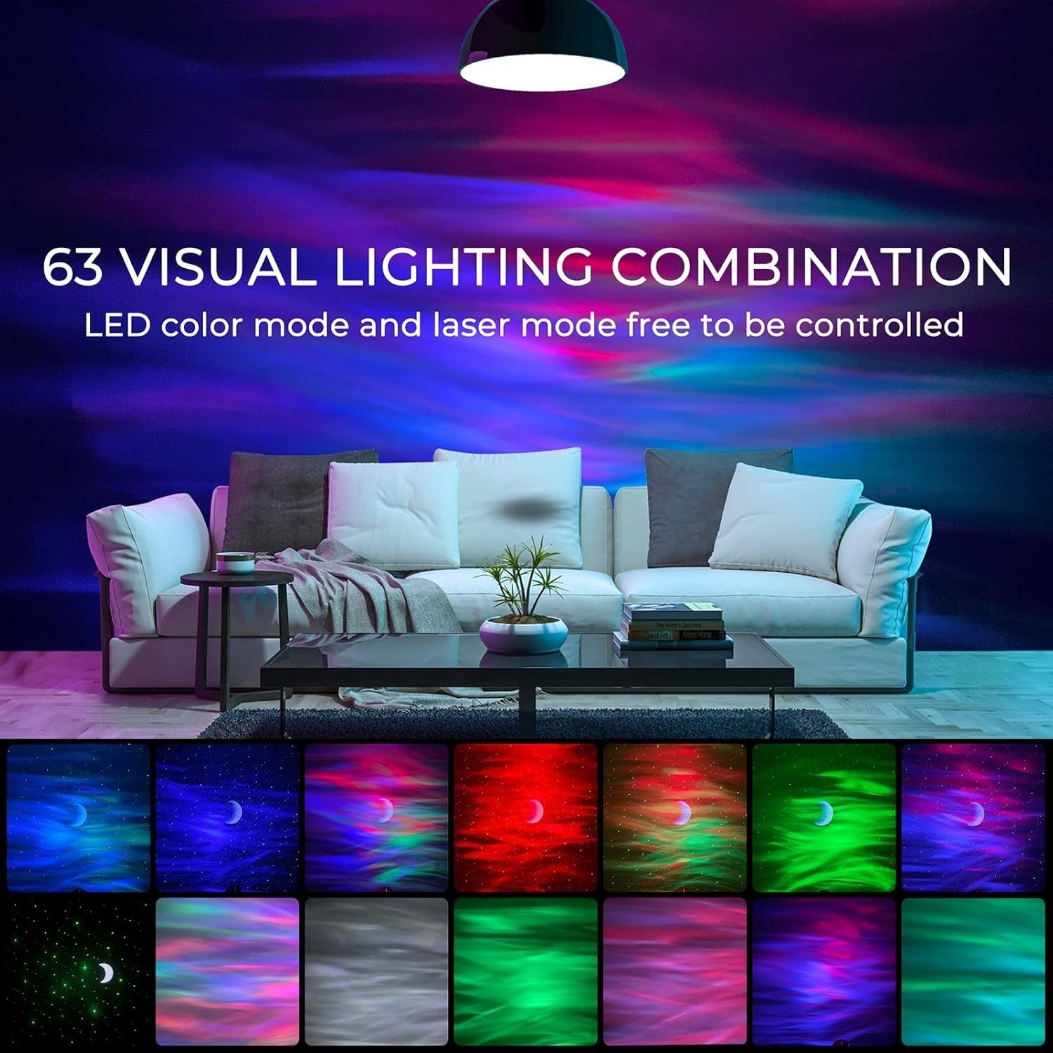 Galaxy Aurora Star Projector Bluetooth White Noise Moon Night Light RGBW