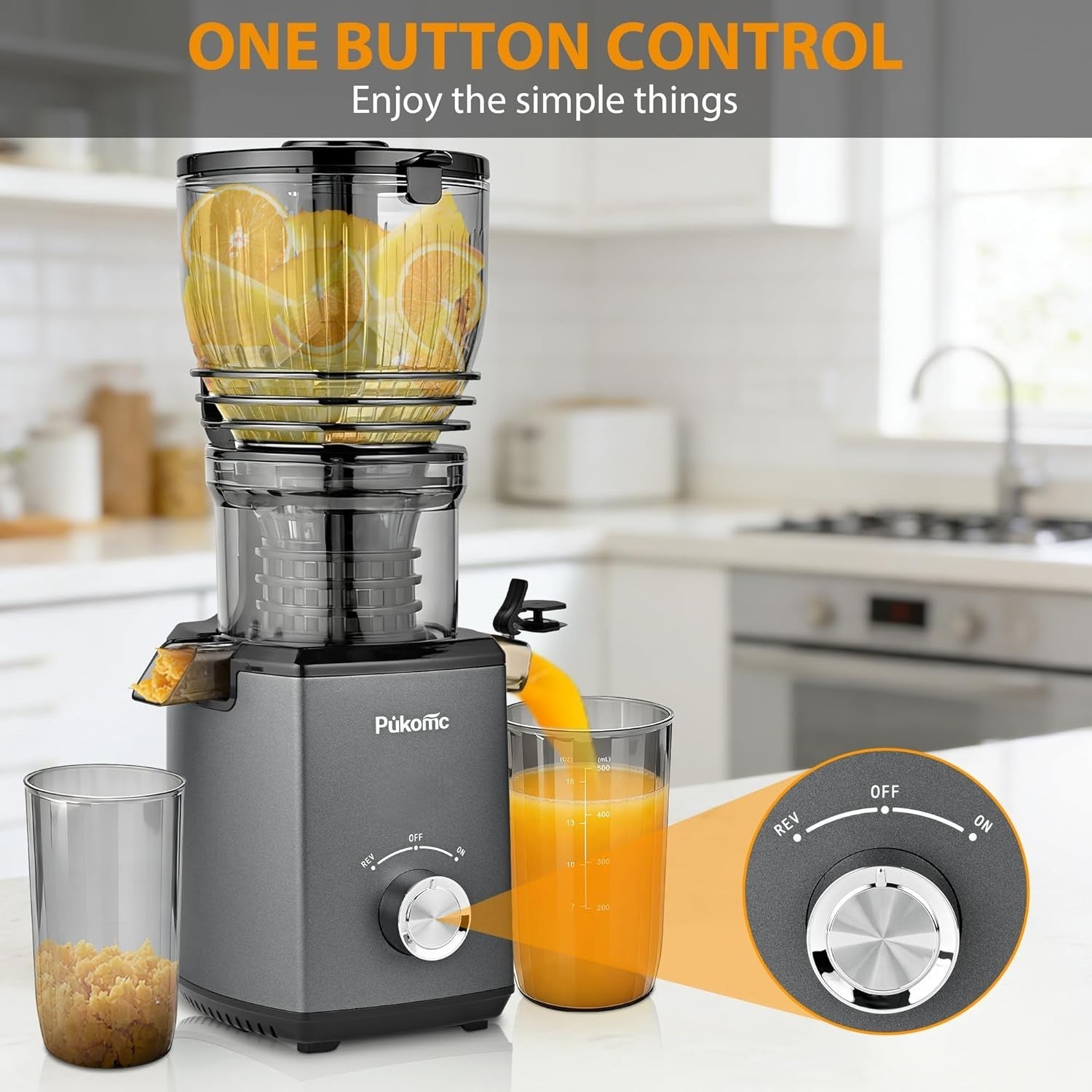 Cold Press Juicer 147mm Wide Chute Whole Fruit Slow Juicer 300W