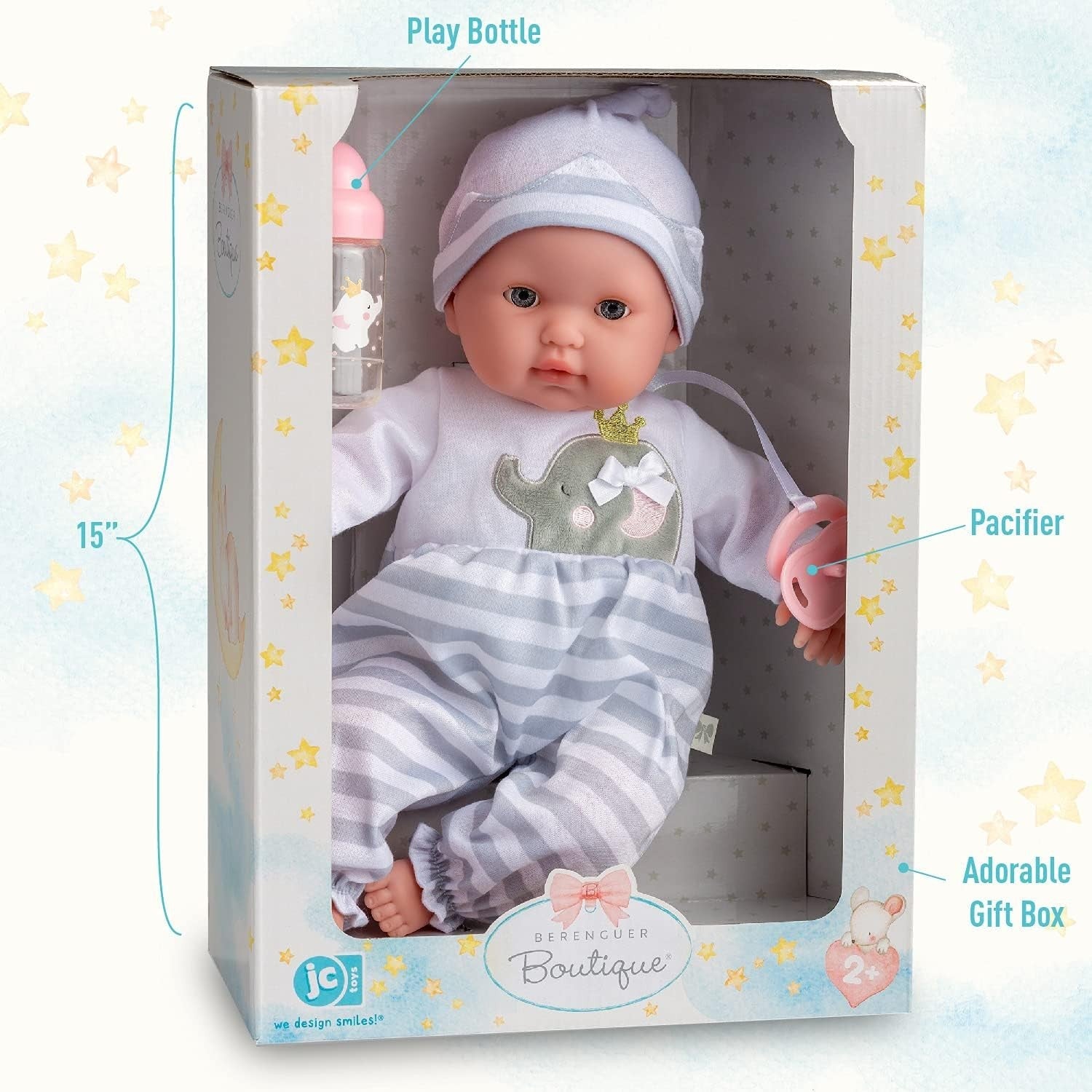 38cm Soft Body Baby Doll Sleepy Eyes Pacifier Bottle Set Kids