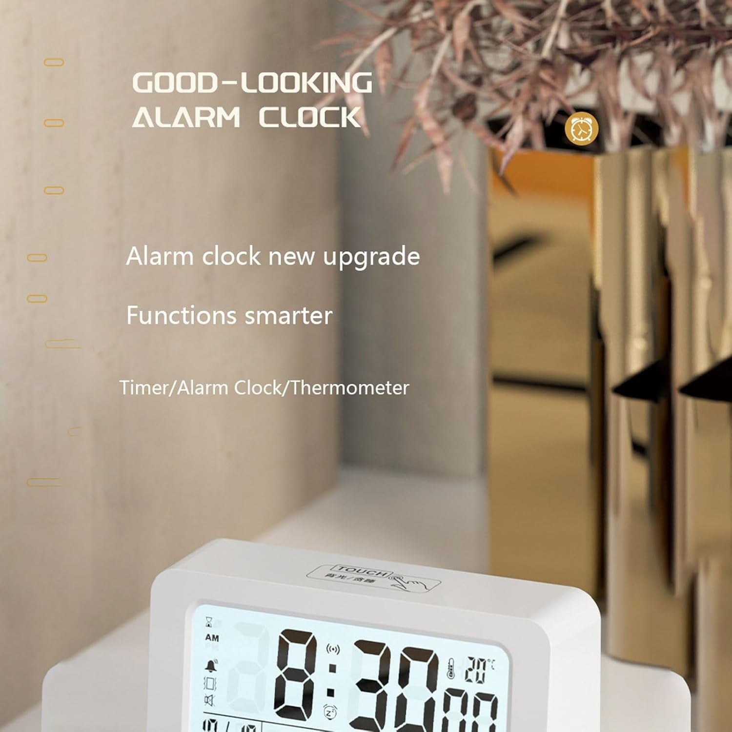 Digital Alarm Clock Mains or Battery Powered Large Display for Heavy Sleepers