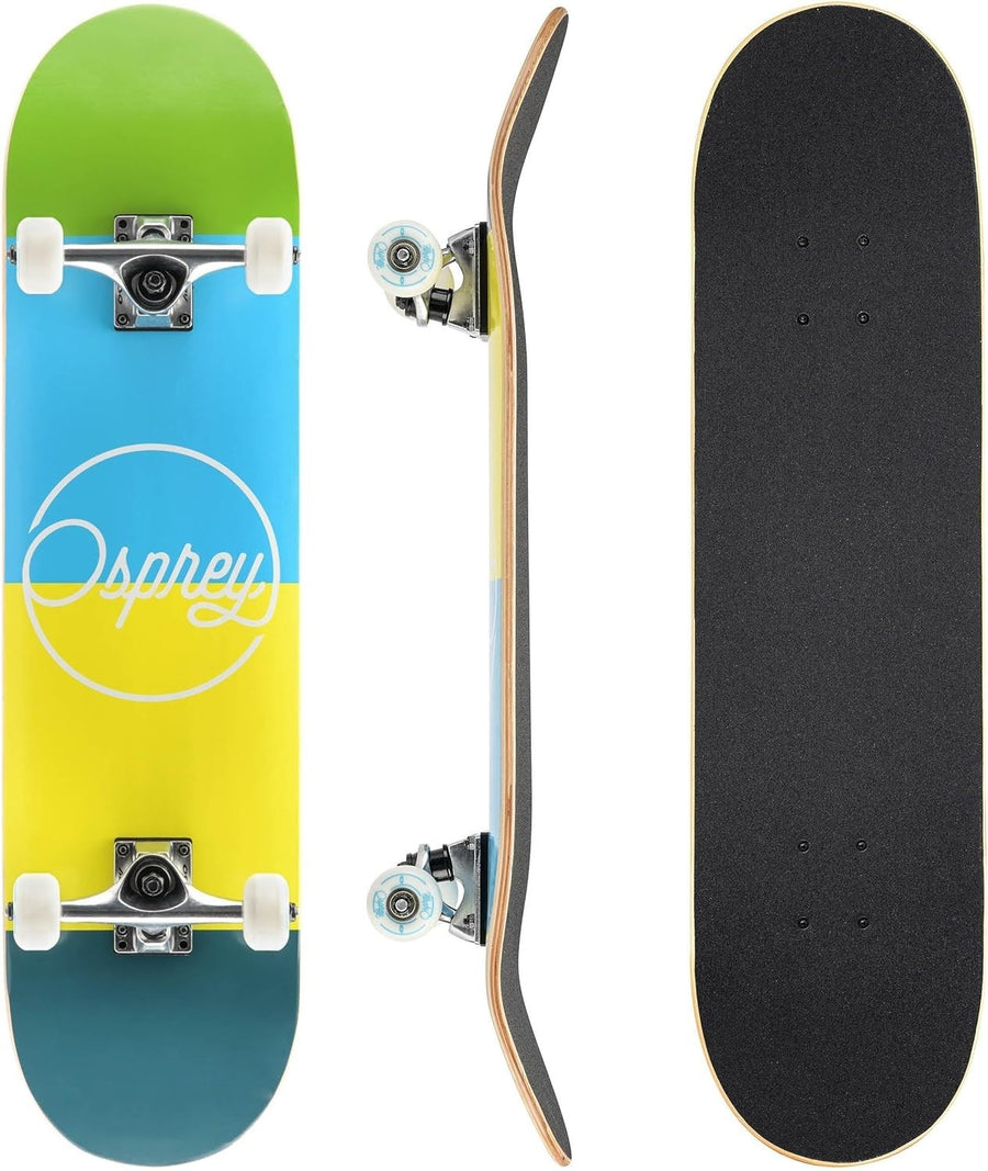 31" Beginner Trick Skateboard Double Kick Maple Deck ABEC-7 Kids Adults 50mm