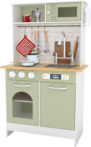 Wooden Kids Play Kitchen Farmhouse Toy Set Accessories Light Green