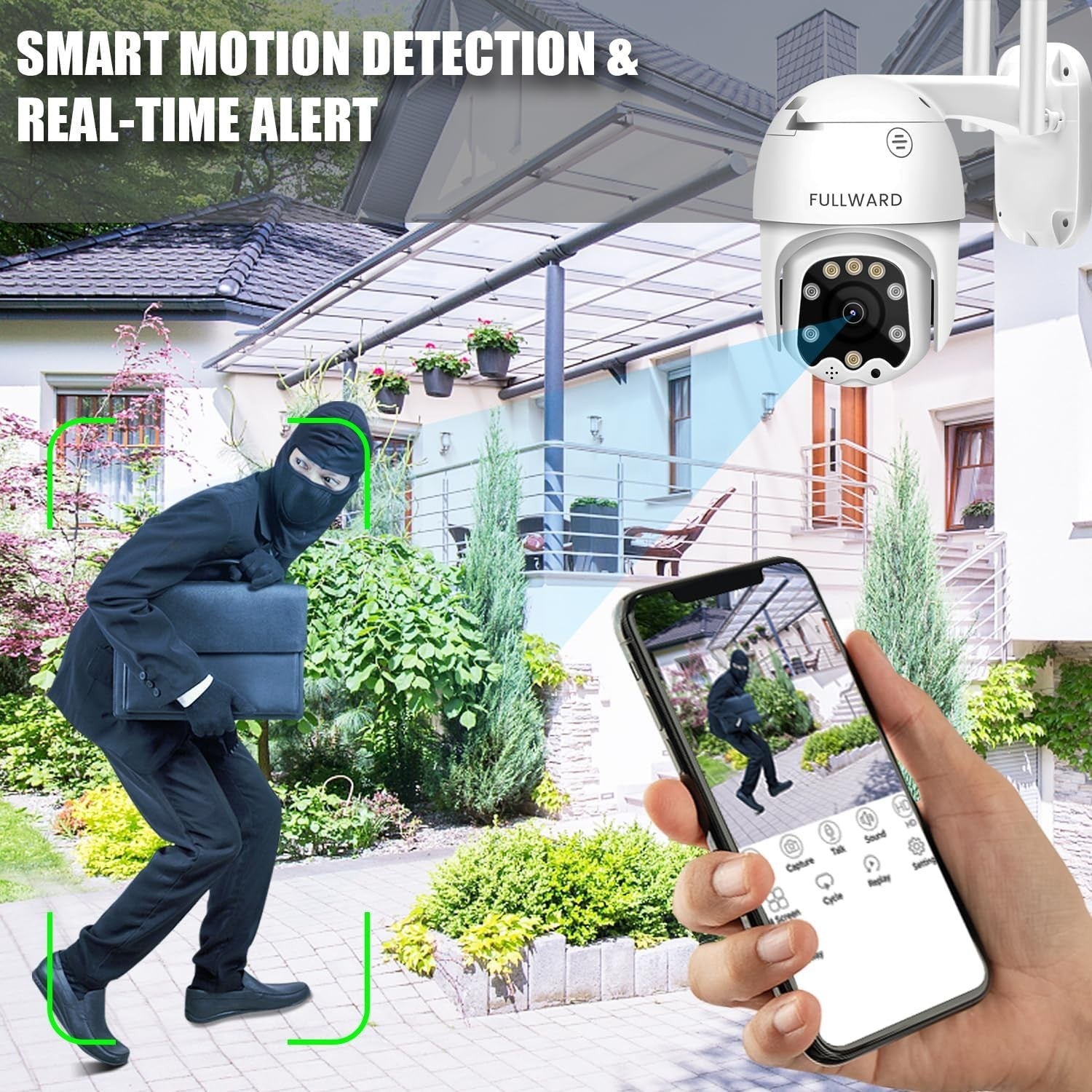 2 Pack Solar Security Camera Wireless Outdoor PTZ Color Night Vision