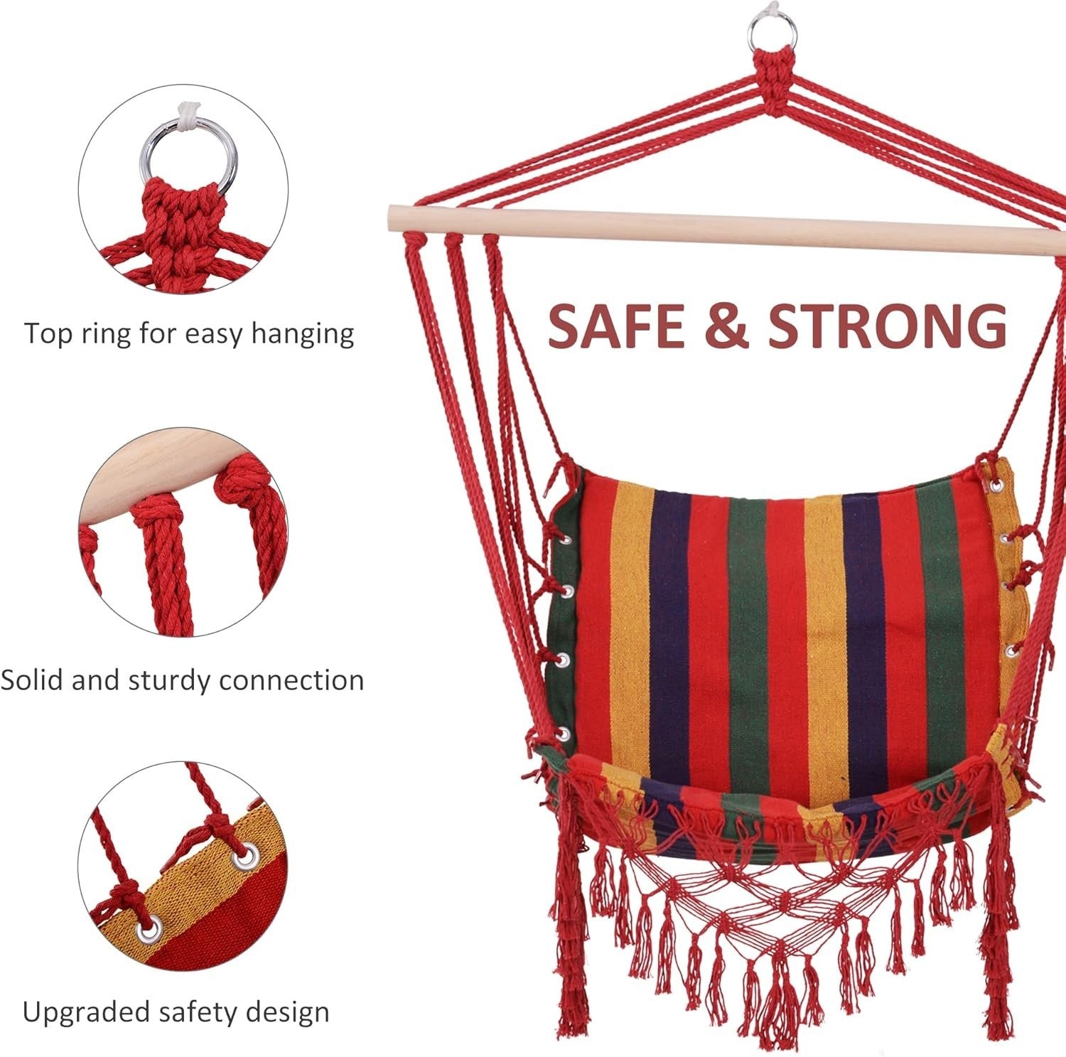 Hammock Chair Swing with Spreader Bar | Indoor Outdoor Hanging Seat