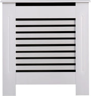 White MDF Radiator Cover | Modern Horizontal Slat Cabinet – Small, Stylish