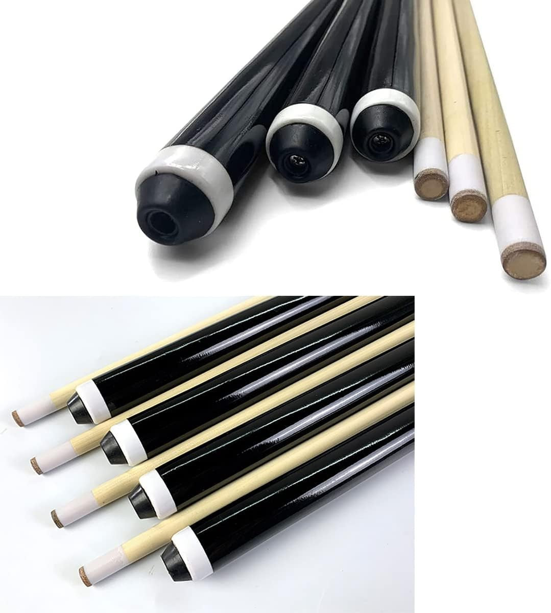 4x 58in Pool Cue Sticks 13mm Tip Hardwood 2 Piece House Bar Set