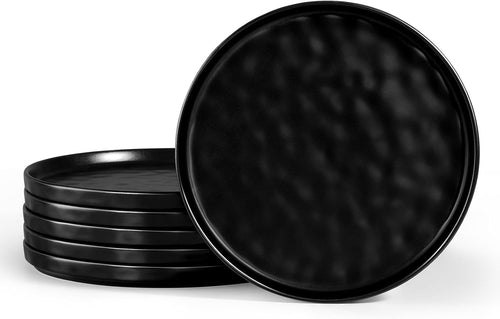 7.9in Ceramic Dessert Plates Set of 6 Matte Black Microwave Dishwasher Safe