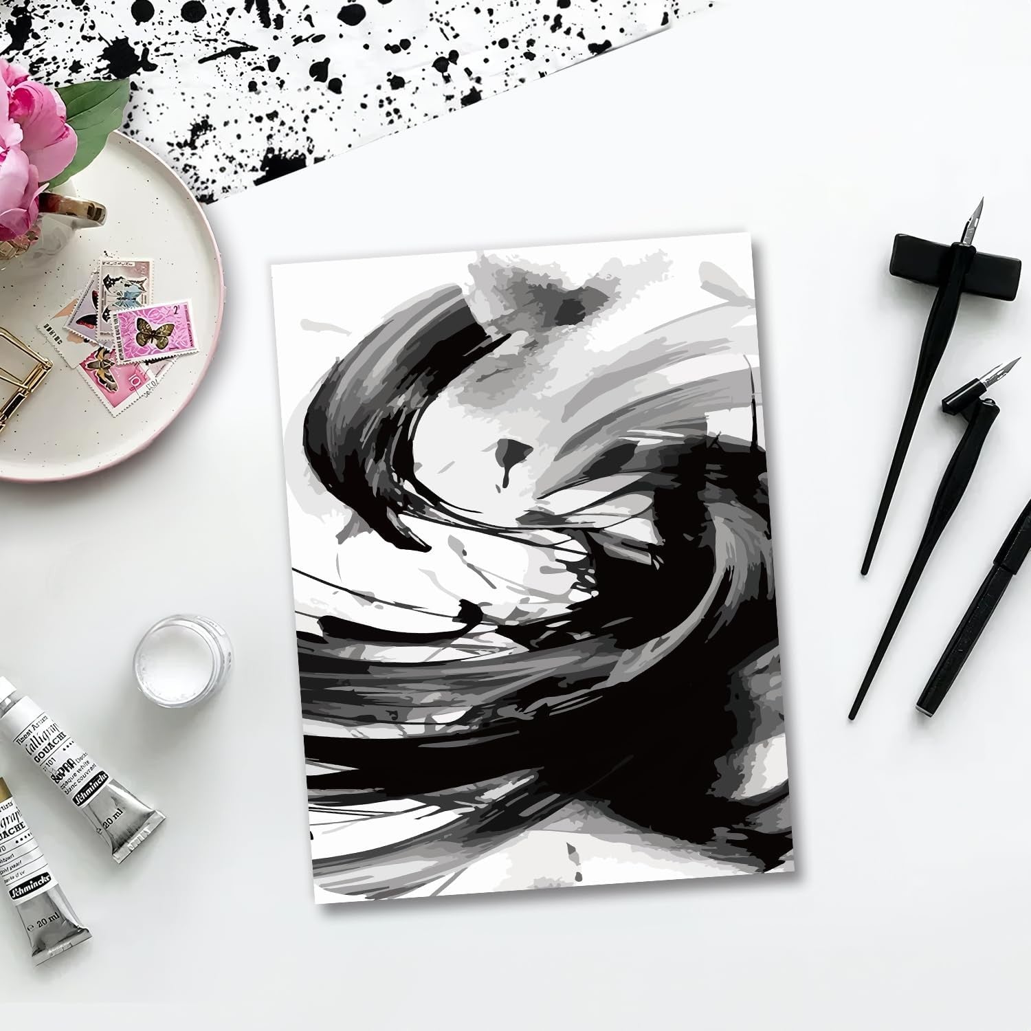 Black White Abstract Wall Art Set Modern 3 Piece Prints Bedroom Living Decor