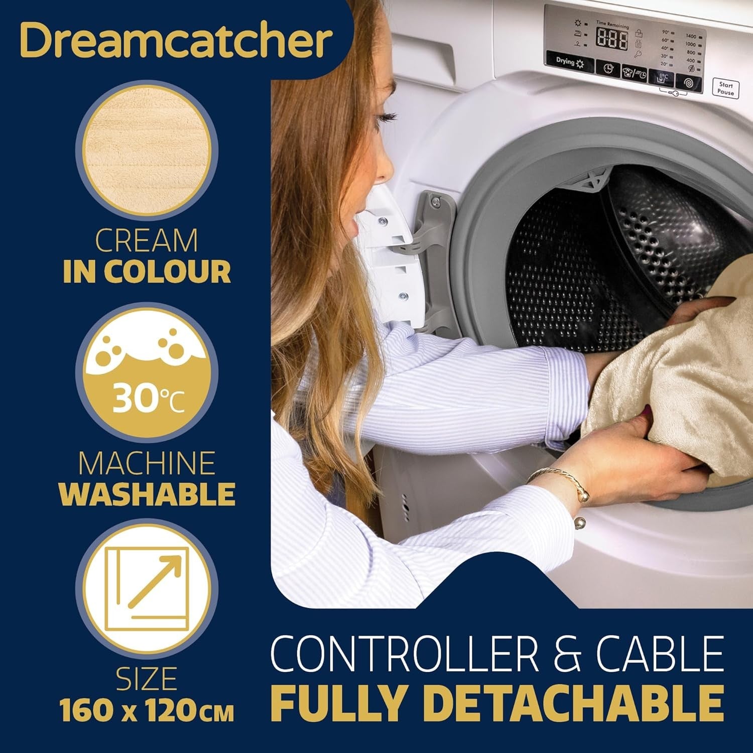 Electric Heated Throw Blanket 160x120cm Soft Fleece 9 Heat Timer Washable