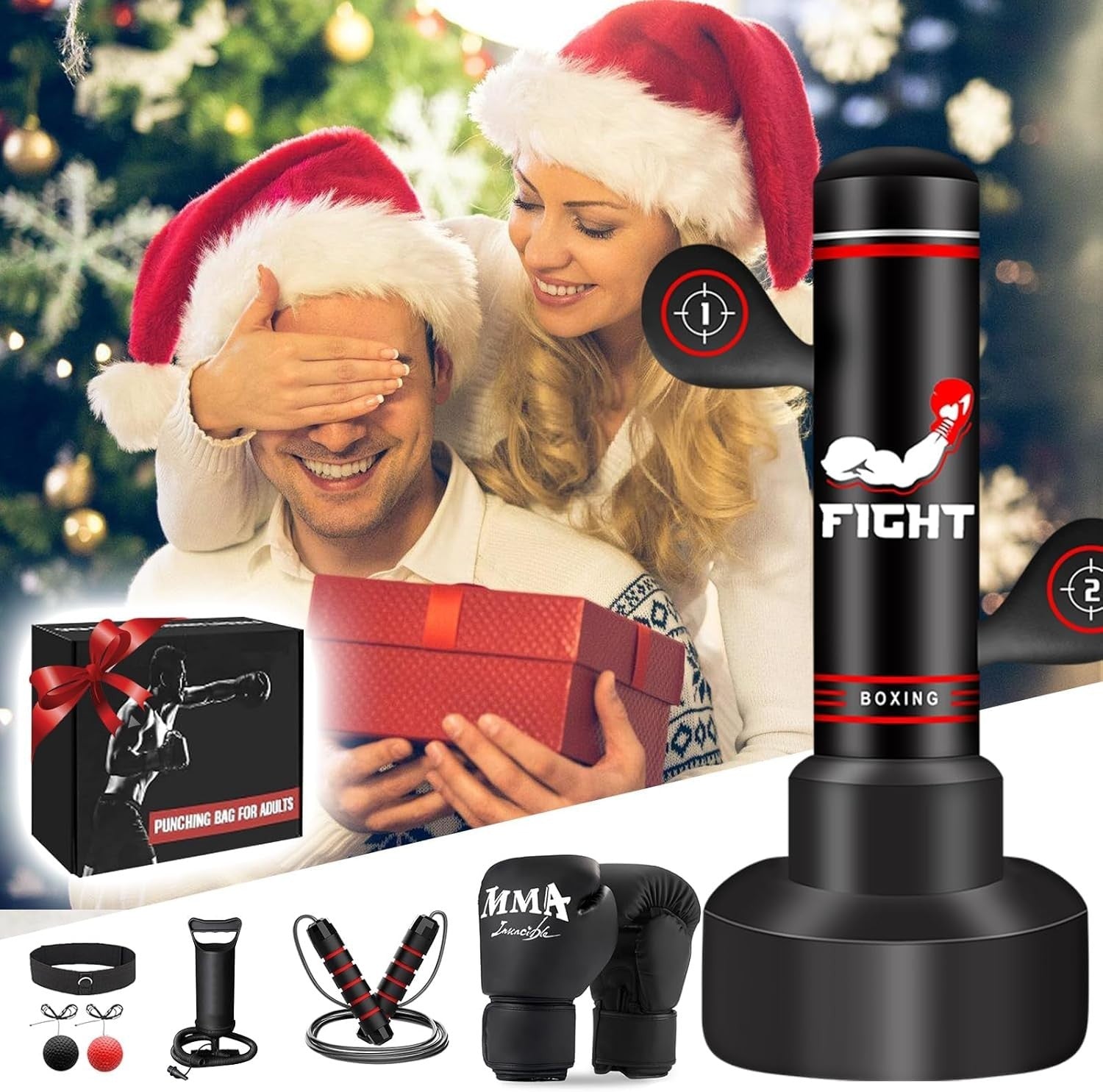 70in Free Standing Punching Bag Kit MMA Kickboxing Fitness Set