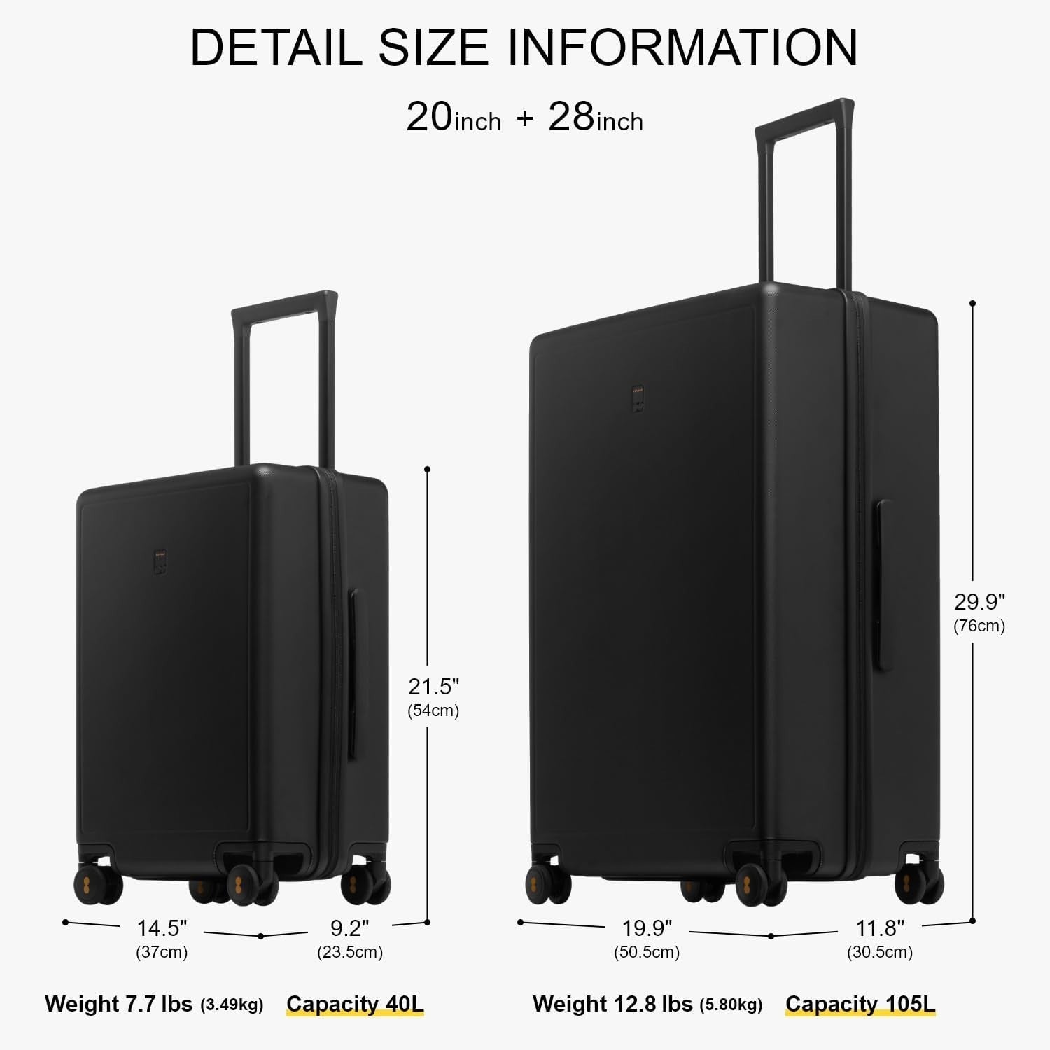 2PC Carry On & Large Suitcase PC Hard Shell TSA Lock 8 Spinner Wheels