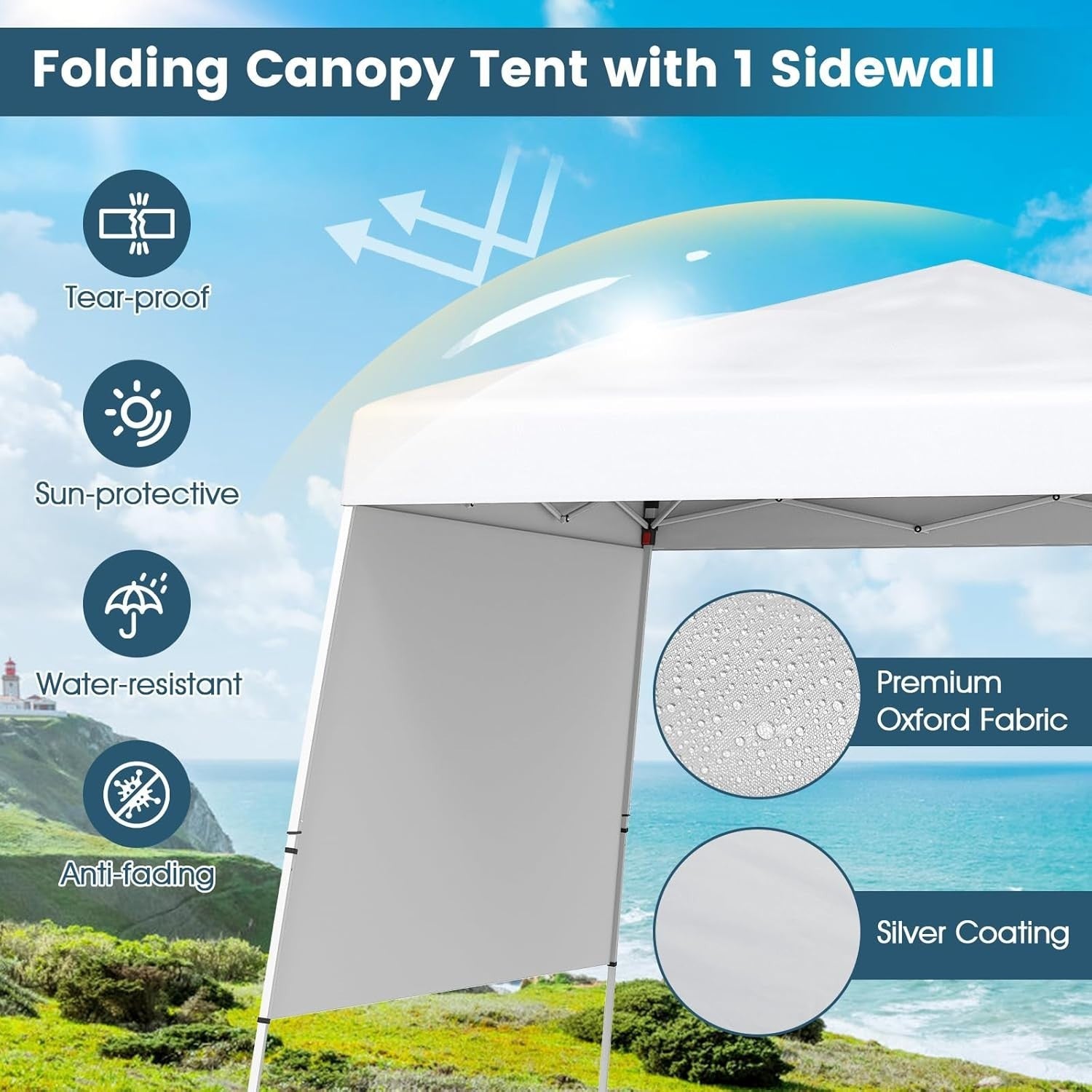 3x3M White Pop-Up Canopy Tent UPF50+ Sunshade Outdoor Party Gazebo